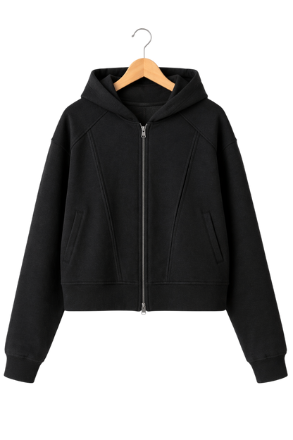 Onyx Structured Cotton Zip Jacket
