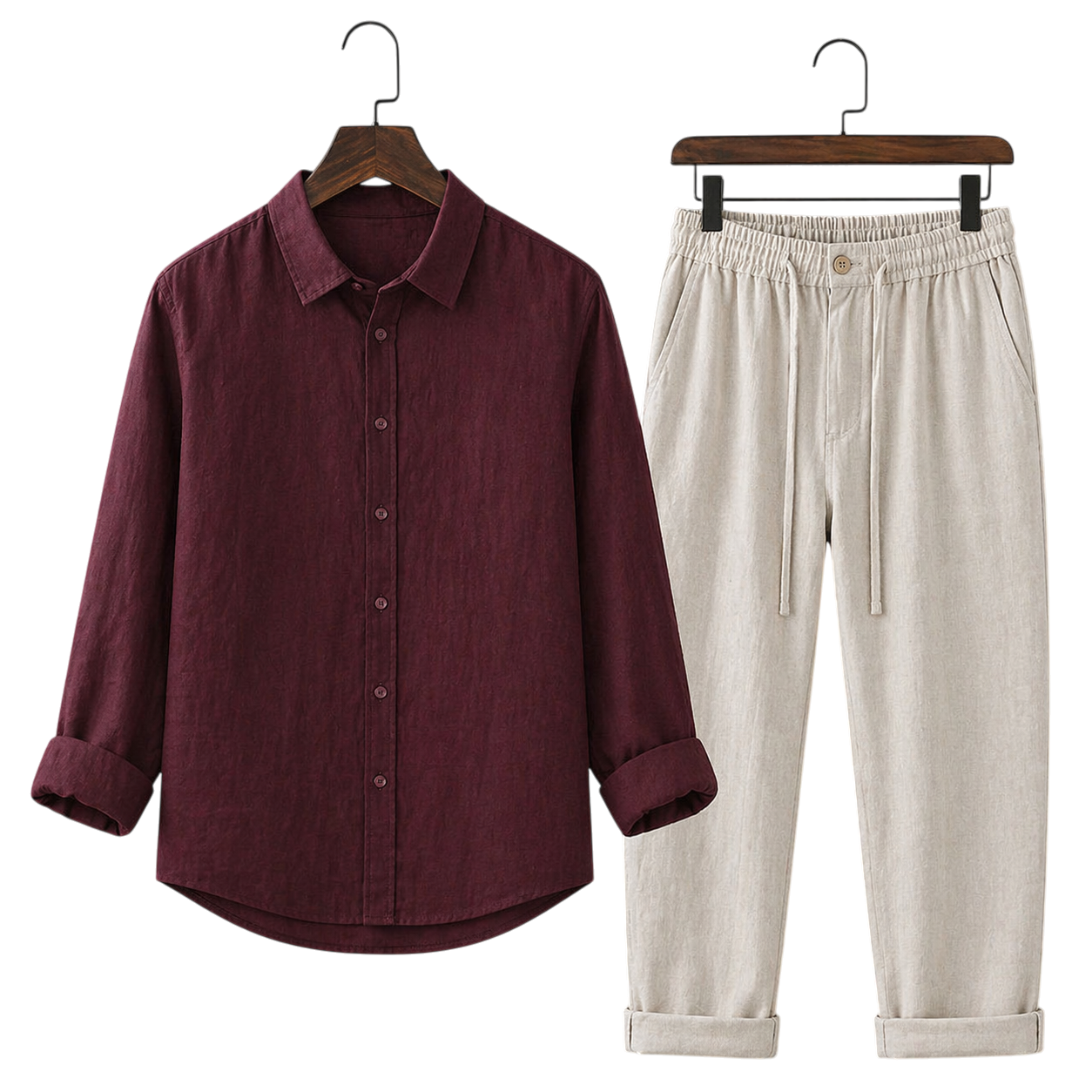 Misto Bordeaux Rouge & Ivory Stone Linen Set