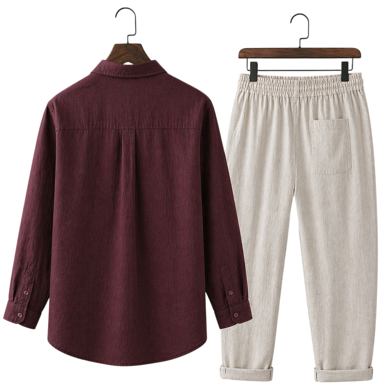 Misto Bordeaux Rouge & Ivory Stone Linen Set