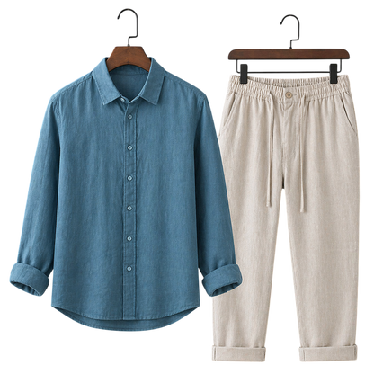 Misto Azure Coast & Ivory Stone Linen Set