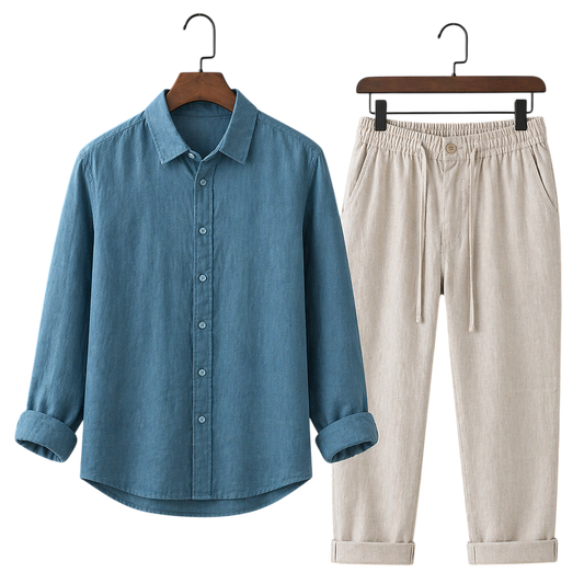 Misto Azure Coast & Ivory Stone Linen Set
