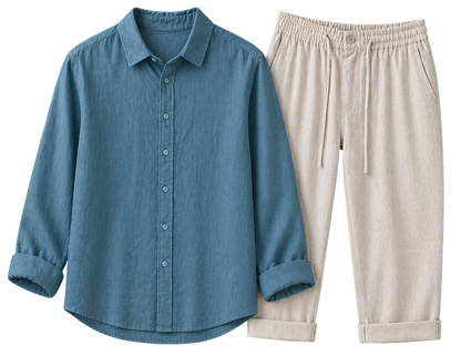 Misto Azure Coast & Ivory Stone Linen Set