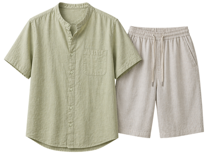 Nobile Linen Pistachio Mist & Ivory Sand Linen Set