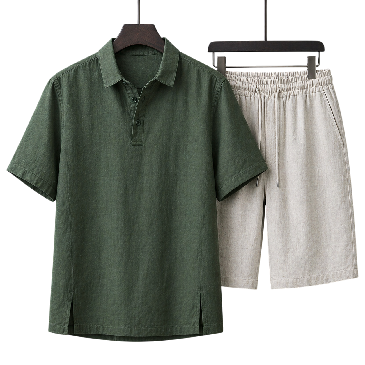 Monaco Forest Pine & Ivory Sand Linen Set