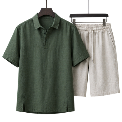 Monaco Forest Pine & Ivory Sand Linen Set
