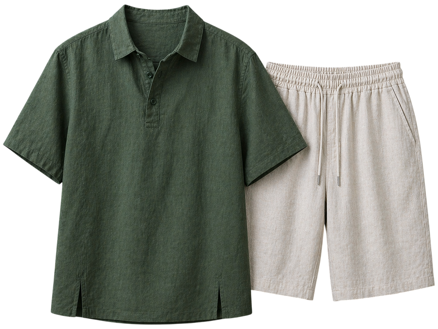 Monaco Forest Pine & Ivory Sand Linen Set