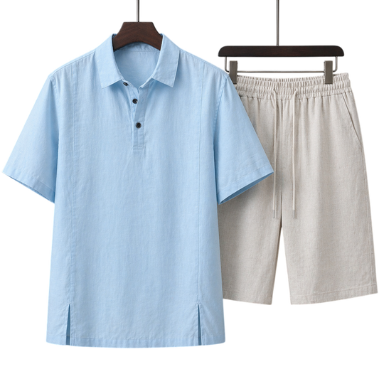 Monaco Sky Mist & Ivory Sand Linen Set