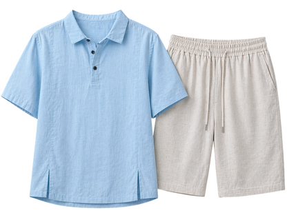 Monaco Sky Mist & Ivory Sand Linen Set