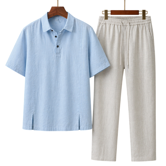 Netto Sky Mist & Ivory Stone Linen Set