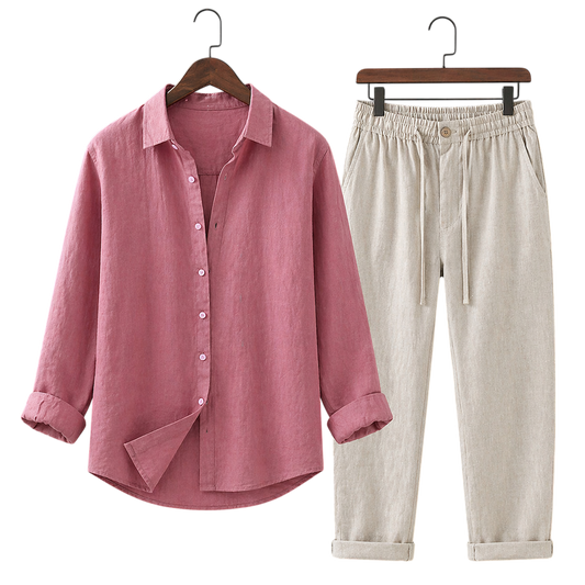 Misto Rose Blush & Ivory Stone Linen Set
