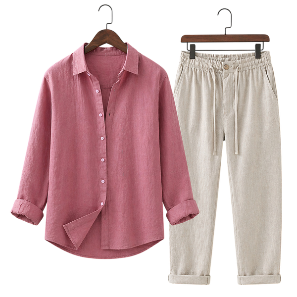 Misto Rose Blush & Ivory Stone Linen Set