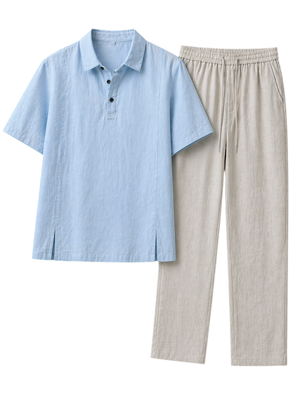Netto Sky Mist & Ivory Stone Linen Set