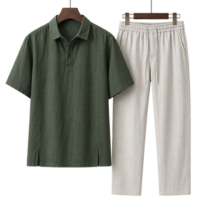 Netto Forest Sage & Ivory Stone Linen Set