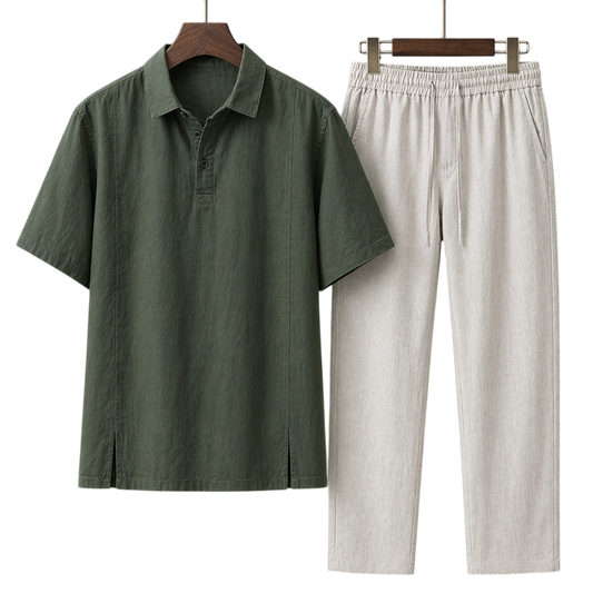 Netto Forest Sage & Ivory Stone Linen Set