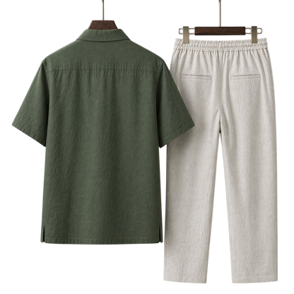 Netto Forest Sage & Ivory Stone Linen Set