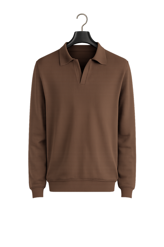Ribbed Polo Cotton Sweater