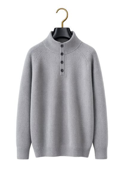 Maison Cashmere Mock-Neck Henley