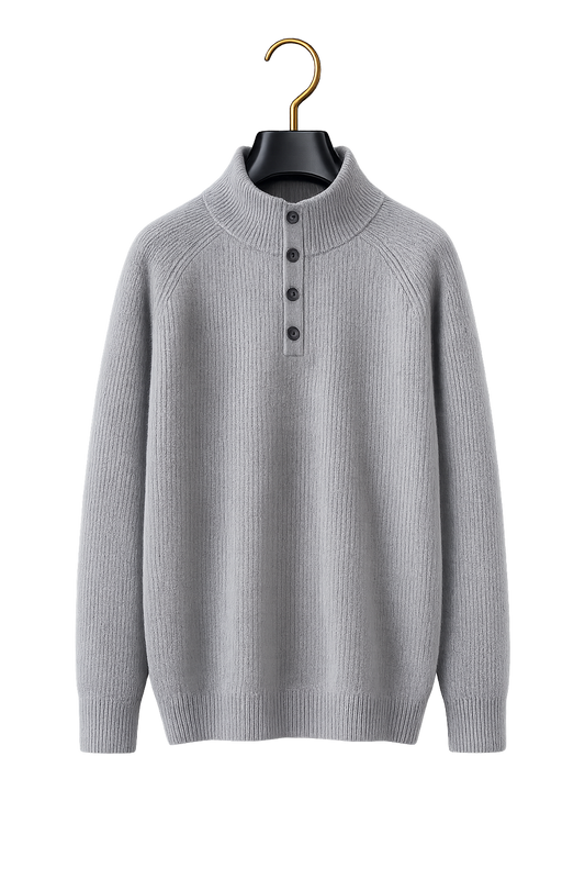 Maison Cashmere Mock-Neck Henley