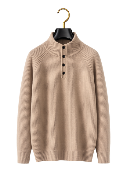 Maison Cashmere Mock-Neck Henley
