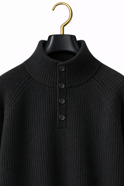 Maison Cashmere Mock-Neck Henley