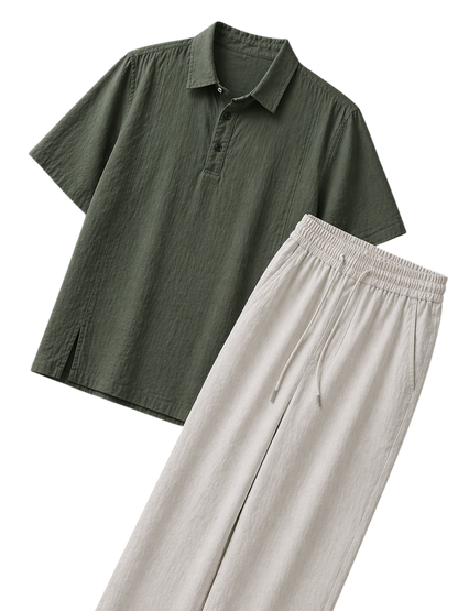 Netto Forest Sage & Ivory Stone Linen Set