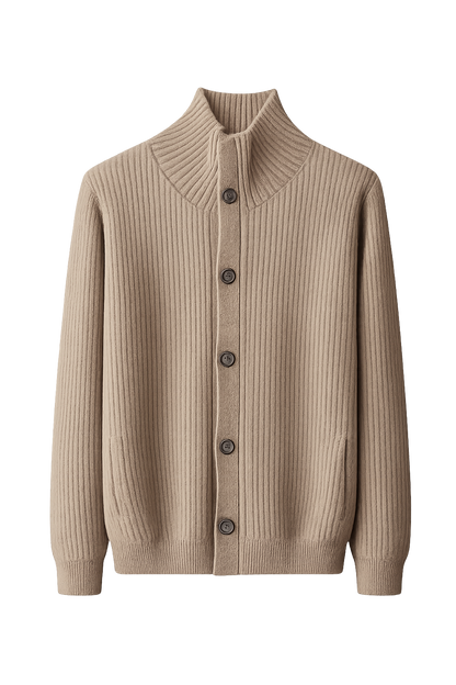 Stand-Collar Knit Cardigan