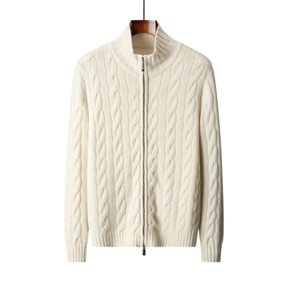 Structured Wool Zip Mock Neck